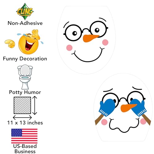 Funny Snowman Toilet Seat Cling Decoration Set - 2 Pieces