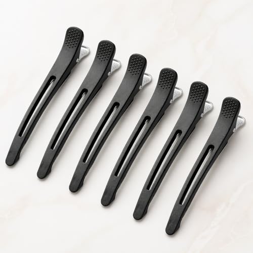 Hair Sectioning Clips 6-Pack No Crease Duck Bill Clips Black