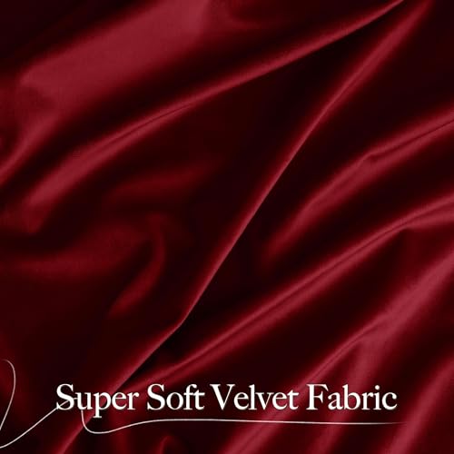 NICETOWN Christmas Red Velvet Curtains 52W x 102L Inches - Pack of 2, Red Series