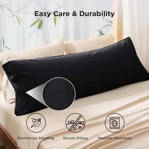 Bedsure Body Pillowcase - 20" x 54" Black, 100% Rayon from Bamboo