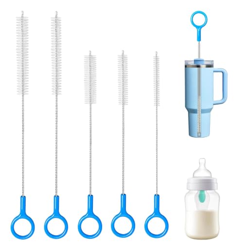 Stainless Steel & Nylon Straw Cleaner Brush Set - Reusable Long & Short Brushes