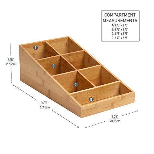 Mind Reader Cup and Condiment Station, Countertop Organizer, Coffee Bar, Rayon from Bamboo , 8.25"L x 14.75"W x 5.25"H, Brown
