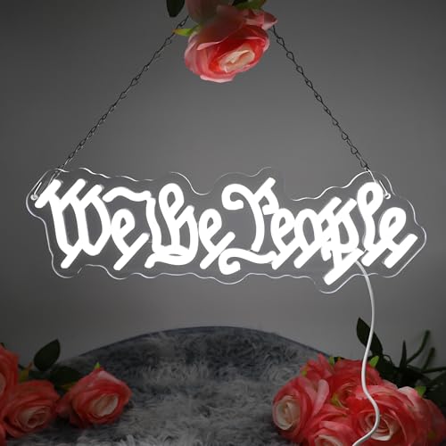 We The People Classroom Neon Sign USB Powered - White - Patriotic Wall Decor