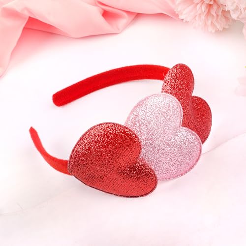 SARATA Valentine's Day Sequin Heart Headband Glitter Hair Band