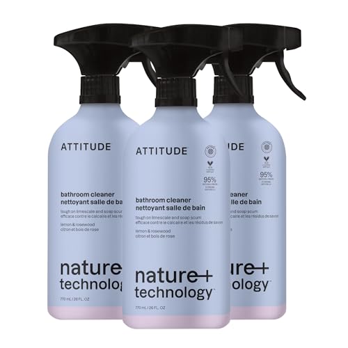 BIO SPECTRA ATTITUDE Bathroom Cleaner Spray Lemon & Rosewood - Eco-Friendly, EWG Verified, 26 fl oz