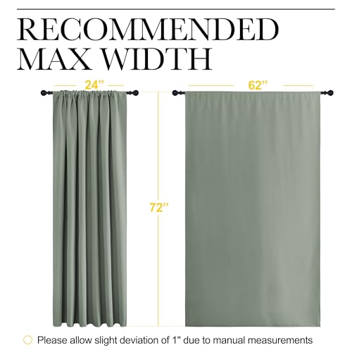 NICETOWN Greyish Green Blackout Curtains - 2 Panels, 62" x 72"