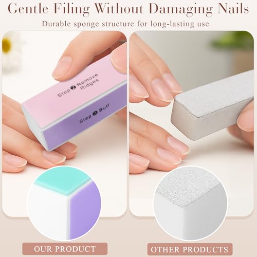 Ceemiaa 4-Way Nail Buffer Blocks - 2PCS Shiny Buffing Sponge for Filing, Smoothing & Polishing