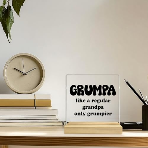 Funny Grandpa Acrylic Desk Sign - Grumpier Than Regular Grandpa Gift