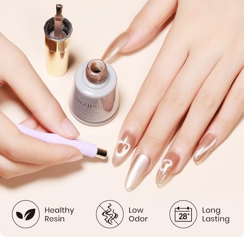 MIZHSE Moonlight Champagne Cat Eye Gel Nail Polish 12ml Magnetic Soak Off