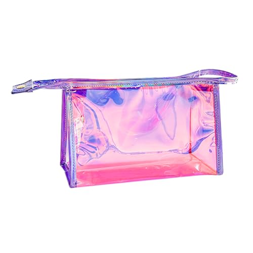 TotePrint Holographic Waterproof PVC Makeup Organizer Bag - Pink