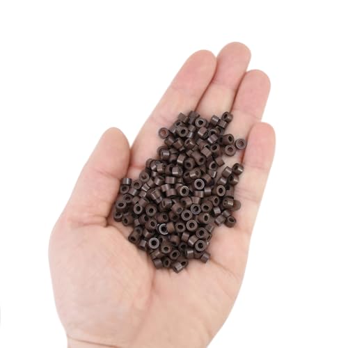 Silicone Lined Micro Links Hair Extension Beads 5.0mm Brown 200 Pcs