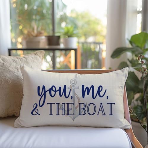 PANDICORN Summer Lake Throw Pillow Cover, 12x20 Inch Coastal Boat Design