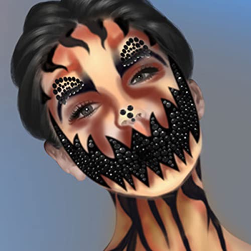 Day of the Dead Face Gems Crystal Rhinestone Skull Tattoo Stickers 2Pcs