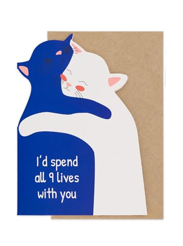 Cat Love Greeting Card for Him or Her - Anniversary, Valentine's Day & More