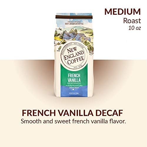 New England Coffee Decaf French Vanilla Ground Coffee, 10 oz Medium Roast