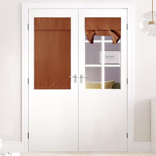 NICETOWN Burnt Orange French Door Curtain, 26"W x 40"L Blackout Window Panel