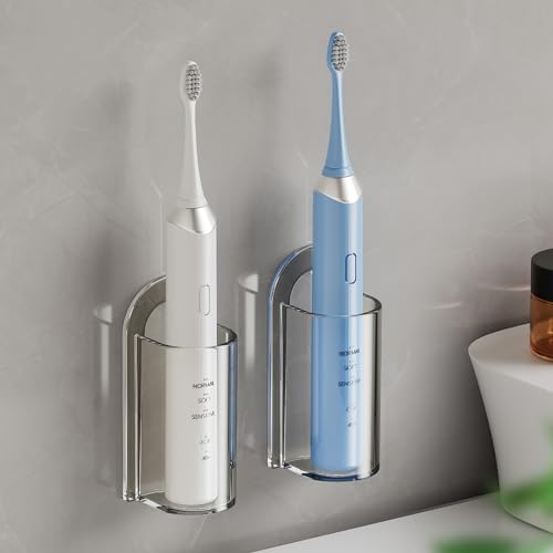 MOPMS Wall-Mounted Electric Toothbrush Holder - Clear, 2-Pack