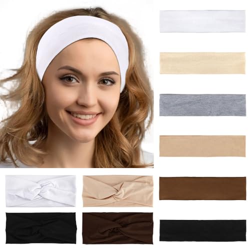 AHONEY 10 Pack Non-Slip Cotton Headbands for Women Workout Yoga