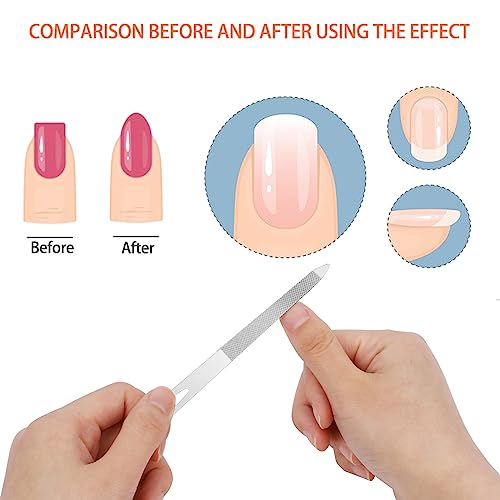 Mozeat Lens Stainless Steel Nail File Set, 6-Piece Double Sided Metal Files with Cleaner Tip for Natural and Acrylic Nails