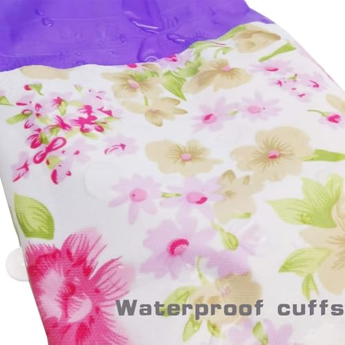 KINGFINGER Reusable Latex-Free Dishwashing Gloves - Purple & Pink, Large
