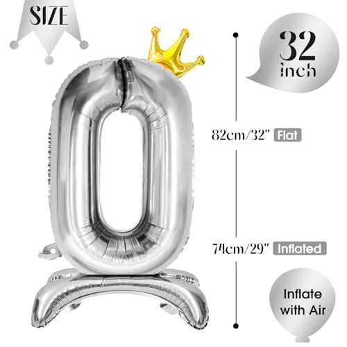 Standing Number 1 Balloon - 32 Inch Silver 1st Birthday Decor