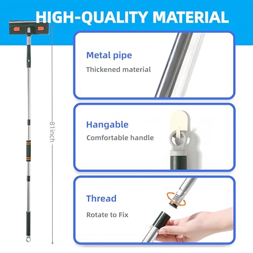 4-in-1 Window Squeegee Cleaner Kit with 81" Extendable Pole