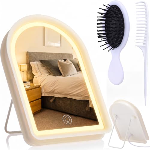 Junkin LED Makeup Mirror Set with Light & Hairbrushes - 3 Pcs