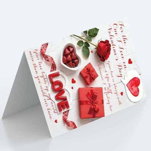 OJsensai Romantic Rose Valentine's Day Card for Him and Her