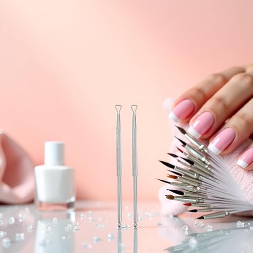 NexusPulse Stainless Steel Cuticle Pusher & Gel Polish Remover Tool Set - 2 Pcs