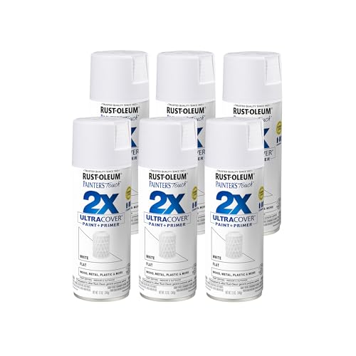 Rust-Oleum Painter's Touch 2X Ultra Cover Spray Paint - Flat White, 6 Pack