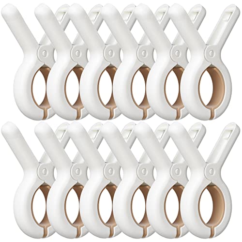 12 Pack Heavy Duty Plastic Clothes Pins with Anti-Rust Springs