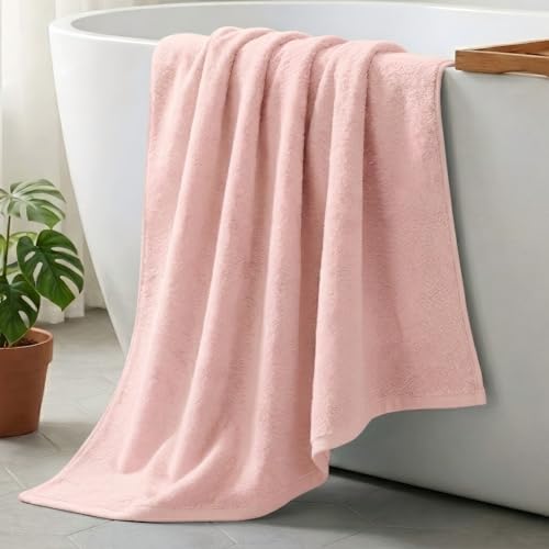 Ultra Soft Zero-Twist Cotton Bath Towel - Coral Pink, 27.5x55 in