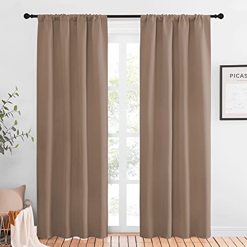 NICETOWN Blackout Curtains - 42x84 Inch Rod Pocket Drapes, Cappuccino (2-Pack)