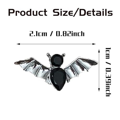 Dulyork 20Pcs 3D Bat Halloween Nail Charms Alloy Rhinestones