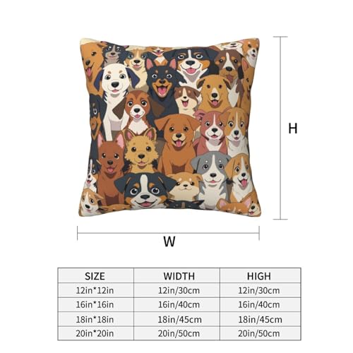 18x18 Cartoon Dog Pillow Covers Set of 2 - Ultra-Soft & Hypoallergenic