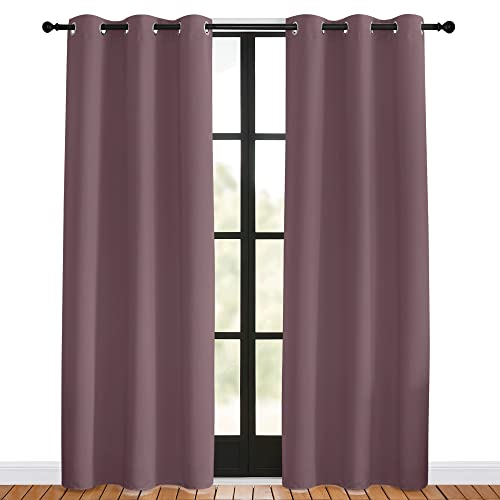 NICETOWN Blackout Curtains for Bedroom 42x80 Dry Rose Set of 2 - Thermal Insulated Drapes with Grommet Top