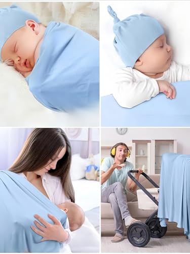 Soft Pink Baby Receiving Blanket & Beanie Set for Newborns