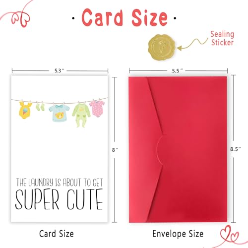 New Baby Card for Parents - Adorable Laundry Design, 8x5.3in