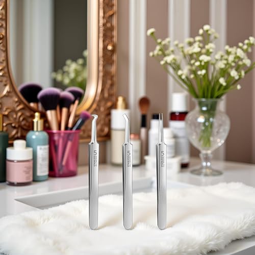 Blackhead Removal Tweezers Set 3Pcs Precision Stainless Steel Extractor