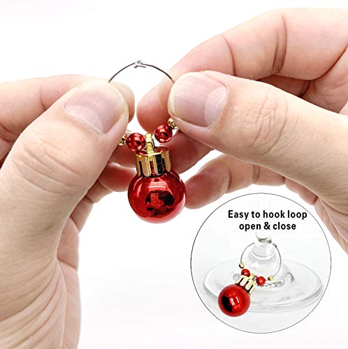 Christmas Wine Glass Charms Set - 8 Color Festive Ball Ornaments for Drinks & Parties