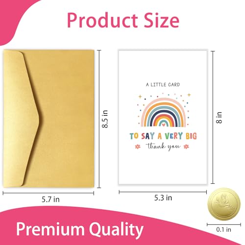 Goroar Cute Thank You Card with Rainbow Design - 5.3x8 Inches