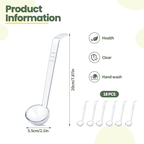 6-Piece Mini Ladle Set, 1 Oz Clear Plastic Serving Ladles, 7.87 Inch Handle