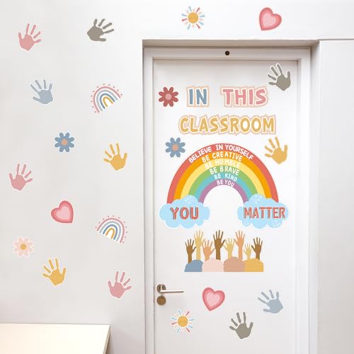 Rainbow Classroom Bulletin Board Decorations - 30Pcs Inspirational Cutouts