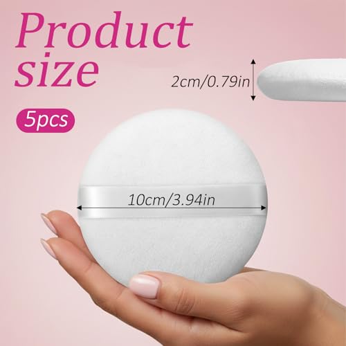 LXUEJIE Large Body Powder Puffs 5-Pack - Soft Velour Dusting Puffs