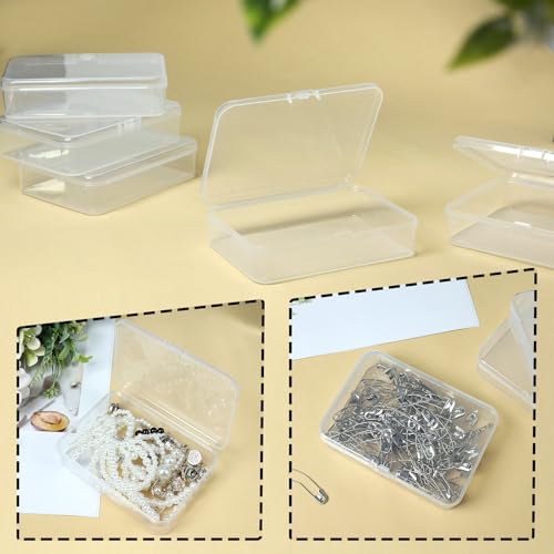 8 Pcs Mini Plastic Storage Containers with Lids - 4x3x1 Inch Clear Organizers for Crafts, Jewelry, and Small Items