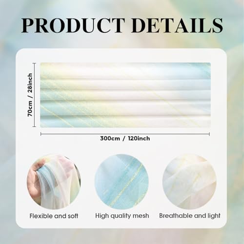 28x120 Inch Blue Boho Gradient Table Runner Chiffon Spring Decor for Kitchen & Dining