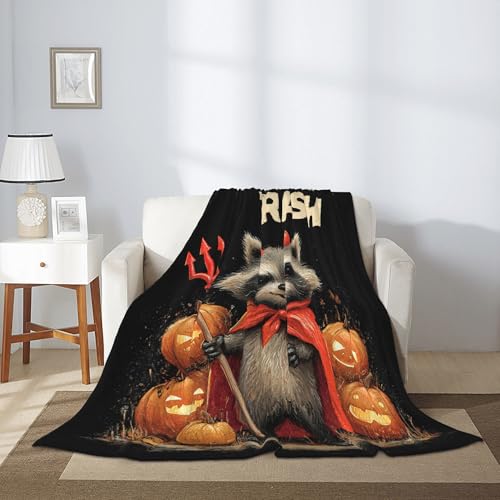 Halloween Raccoon Throw Blanket - Soft Flannel for Kids & Adults, 40" x 50"