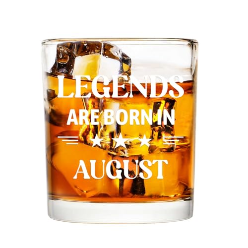 Legends Are Born In August Whiskey Glass - 10 Oz Birthday Gift