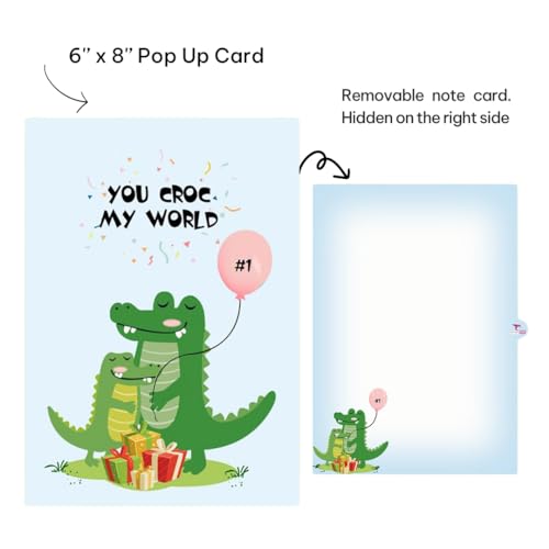 Crocodile Pop Up Father's Day Card - Cute & Funny Design
