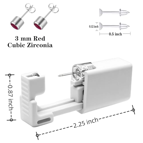 SLVIEKAE Disposable Ear Piercing Gun Kit with Stainless Steel CZ Studs
